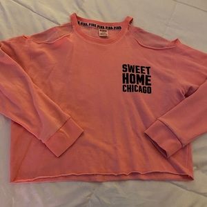 Pink Sweet Home Chicago cut out sweatshirt cute M